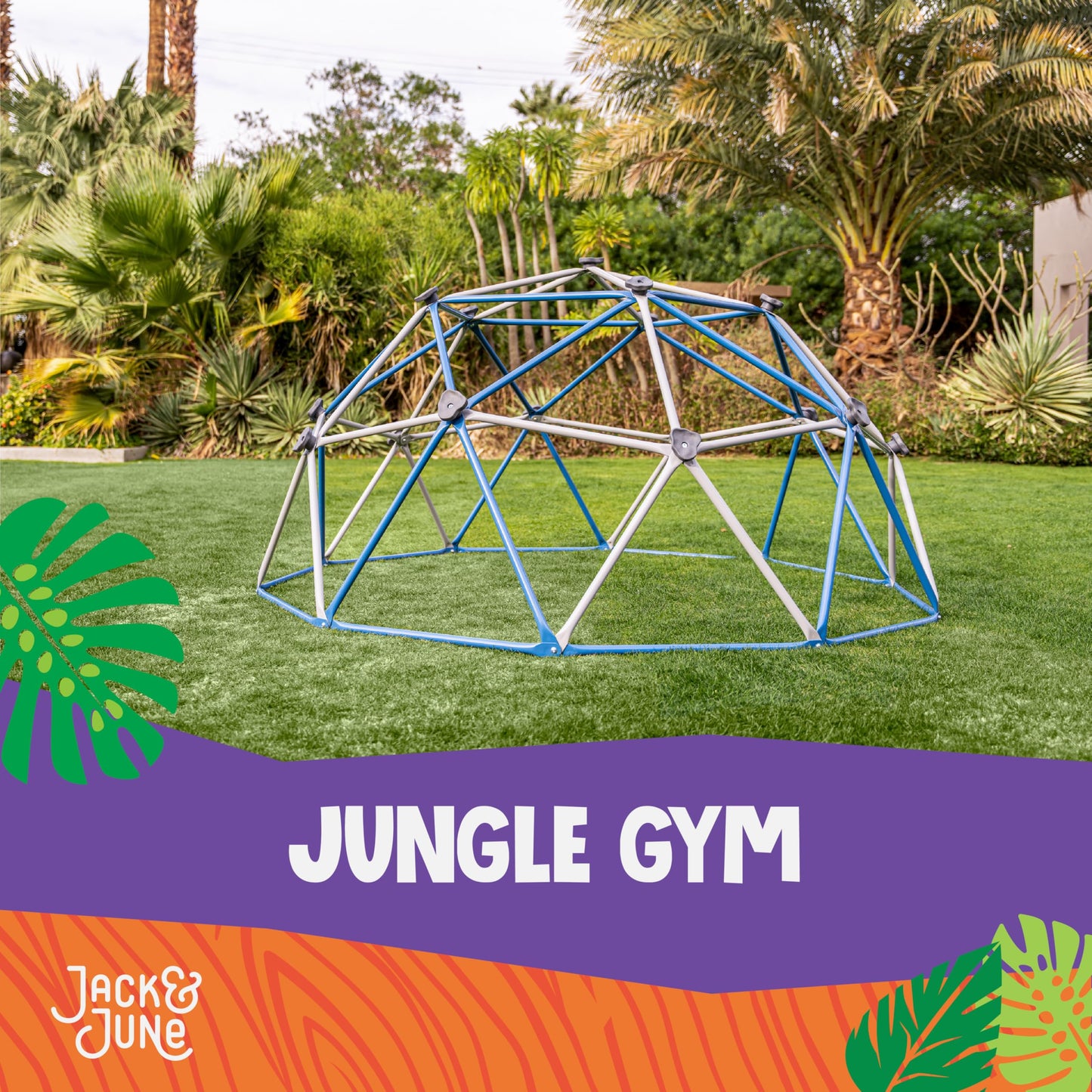 Jack and June Free-Standing Powder-Coated, UV Resistant Steel Jungle Gym Climber, Blue