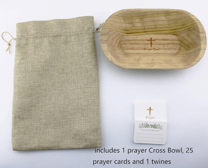 Fight Club Wood Prayer Dough Bowl, Christian Easter and Christmas Gifts, Rustic Farmhouse Decor with 24 Blessing Cards
