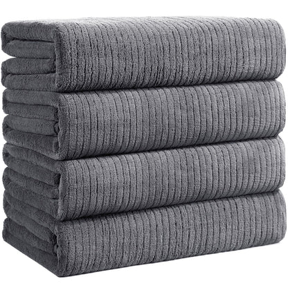 Lunoku Bath Towels Set of 4 Extra Large 35 x 70 Inches,Luxury Thick High Absorbent Quick Dry Bath Sheet,Ultra Soft Microfiber,Bathroom,Beach,Yoga,Sport,SPA (Grey)