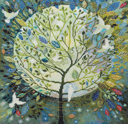 Wizardi Cross-Stitch kit - World Tree. Beginner Embroidery Kit for Adults. Cross-Stitch Supplies. Needle, Canvas, Scheme, Floss and Floss Organizer Kit. AH-049 Abris Art