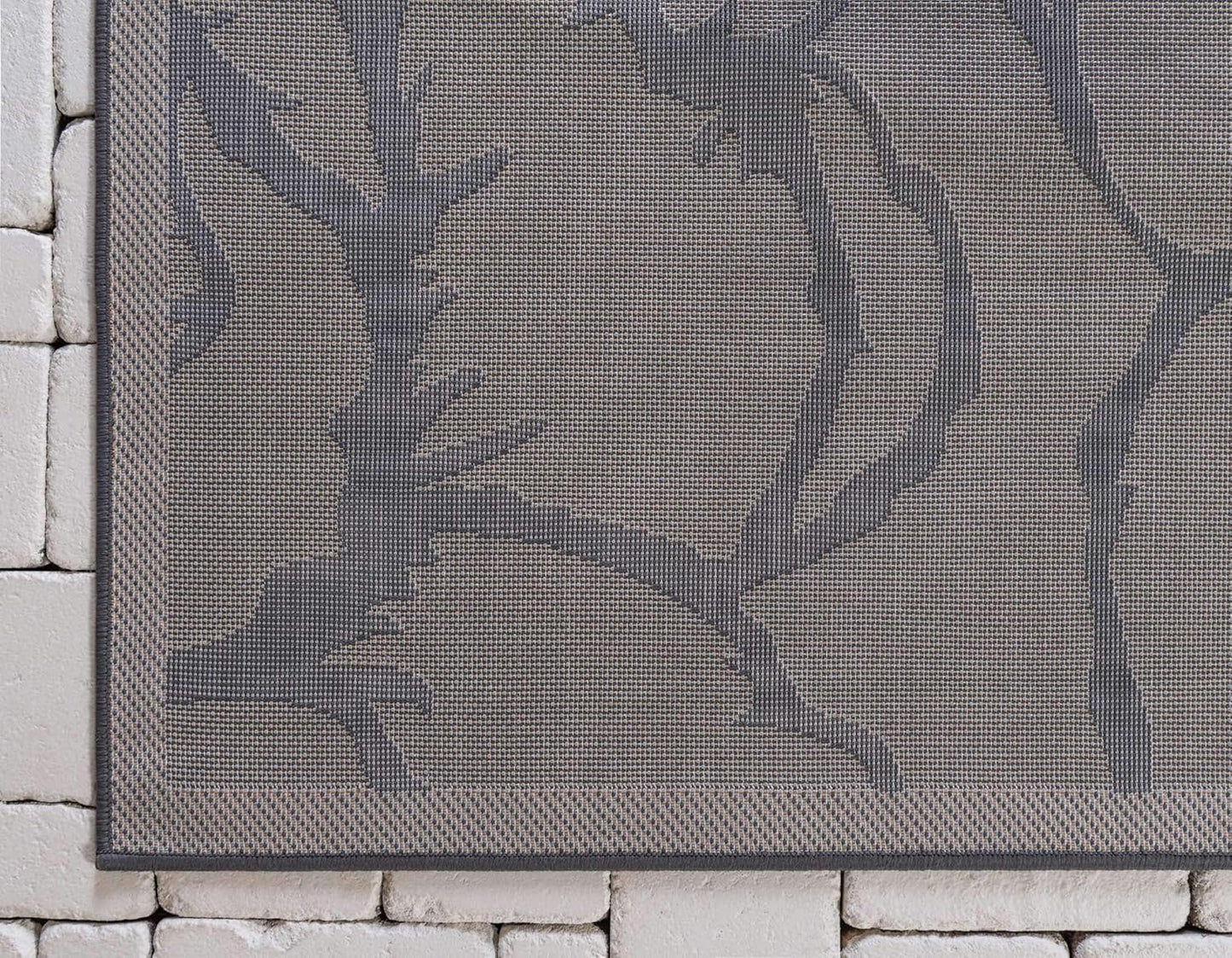 Unique Loom Outdoor Botanical Collection Area Rug - Rose, Gray/Silver (2' x 6' 1" Runner)