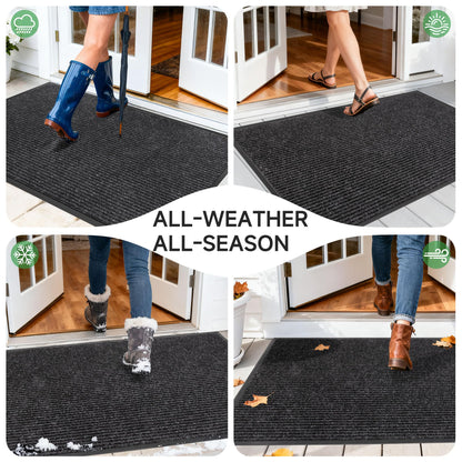 100pointONE Front Door Mat, Heavy Duty Indoor Outdoor Doormat for Entryway, 48" x 36" Low Profile Outdoor Mats for Home Entrance, Stain and Fade Resistant Welcome Mat for High Traffic Area, Black