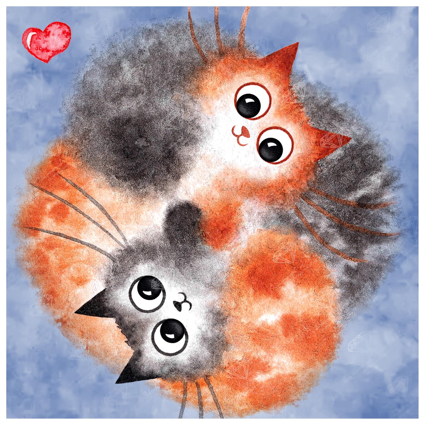 DIAMOND ART CLUB Cat Hugs Diamond Painting Kit, Fun DIY Crafts for Adults, Round Diamond Art Canvas, 9" x 9" (22.8 cm x 22.8 cm)