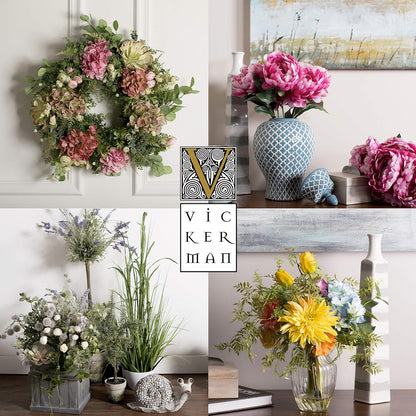 Vickerman Everyday Artificial Purple Geranium Bush 17.5" - Premium Faux Floral Decor for Weddings or Everyday