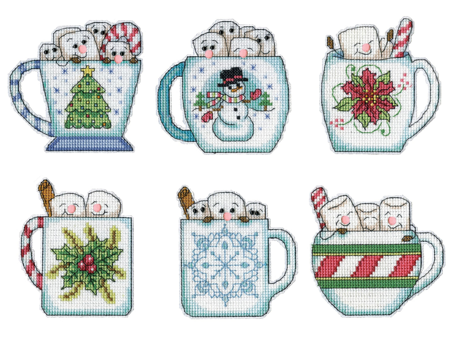 Design Works Crafts Holiday Mugs Counted Cross Stitch Ornament Kit - Set/6