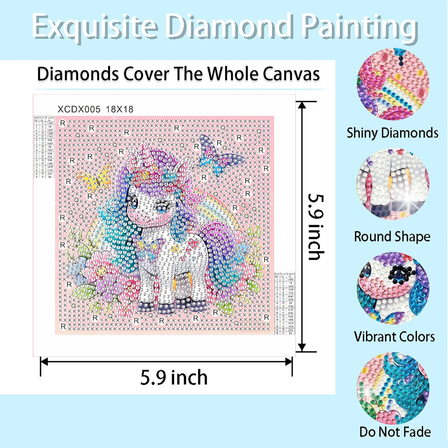 Bzconxin 6 Pieces Cartoon Animals Diamond Painting Kits for Kids Beginners,Diamond Art for Kids Ages 6-12 Girls Boys,5D Full Round Drill Big Gem Arts and Crafts for Home Wall Decor 6x6 Inch