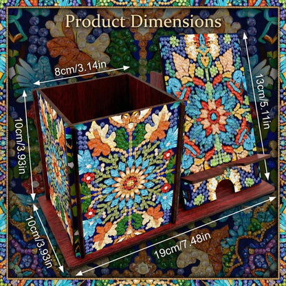 DIY Diamond Painting Kit, 2-in-1 Diamond Art Pen Holder & Cell Phone Stand, Mandala Crystal Rhinestone Mosaic Desktop Organizer, Arts and Crafts Kits for Adults and Beginners, Office Decor Gift