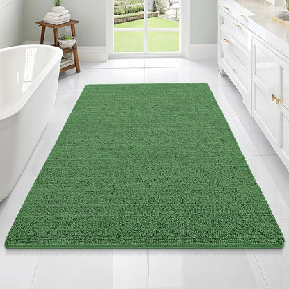 OLANLY Large Bathroom Rugs - Extra Soft Chenille Bath Mats | Quick Dry, Machine Washable, Olive Green 70x46