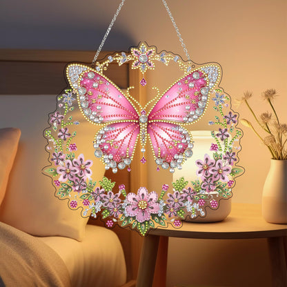 DIY Hanging Diamond Art Kit for Adults, 5D Acrylic Gem Art Window & Wall Pendant, Diamond Painting Ornament for Home Decor (Butterfly)