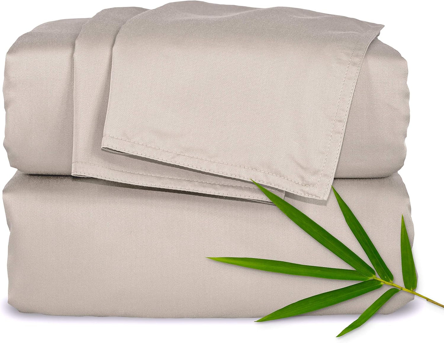 Pure Bamboo California King Sheets - 100% Organic Viscose Bed Sheet Set, Soft & Cooling (Sand)