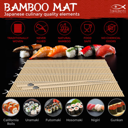 Takedento DIY Sushi Making Kit for Beginners – Transparent Sushi Bazooka – Food Grade Safe– Traditional Bamboo Sushi Rolling Mats – 23 Piece All You Need Sushi Making Kit