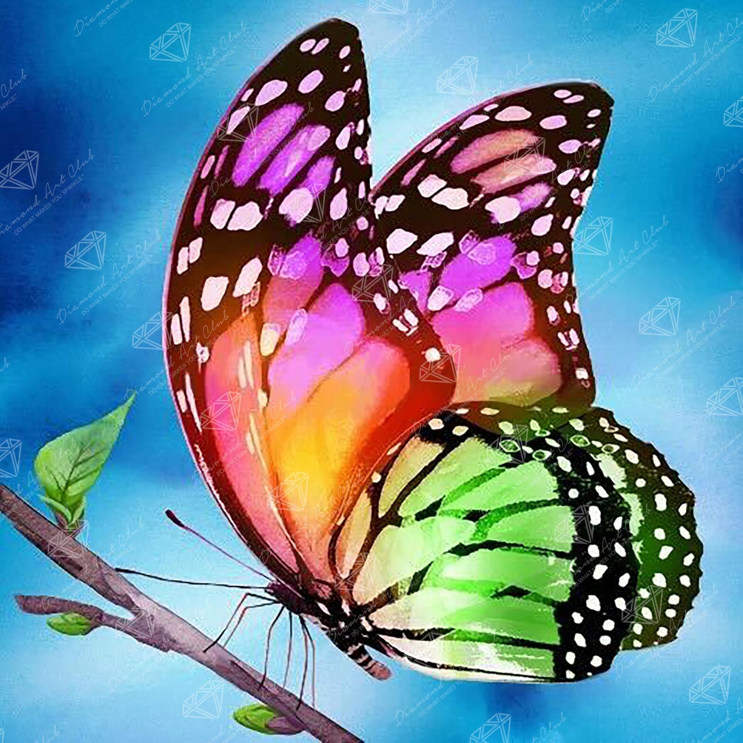 DIAMOND ART CLUB Watercolor Butterfly Diamond Painting Kit, Fun DIY Crafts for Adults, Round Diamond Art Canvas, 13" x 13" (32.8 cm x 32.8 cm)