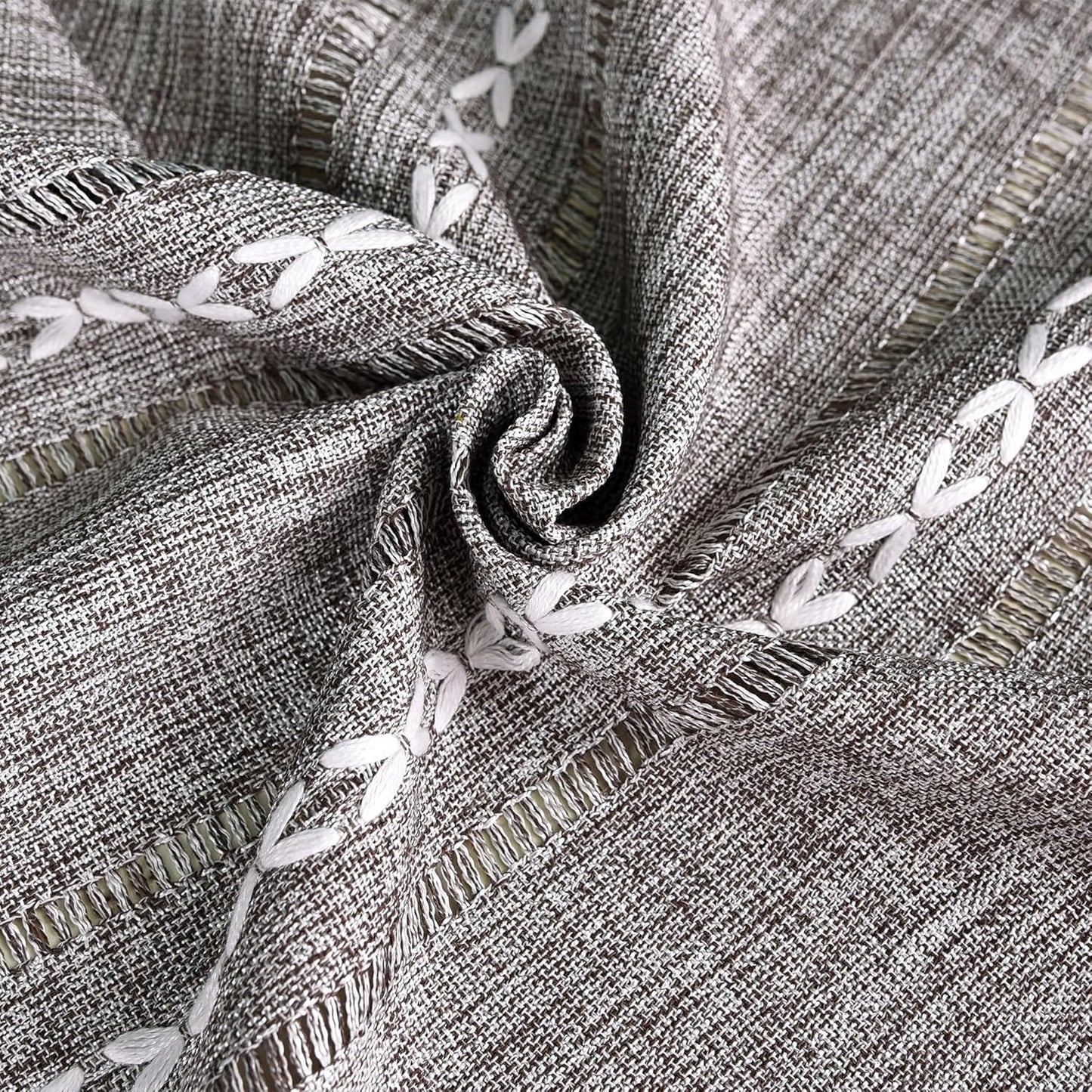 24x24 inch) NEWISHER Rustic Farmhouse Embroidered Small Square Tablecloth Jacquard Striped Table Cloth Linen Texture