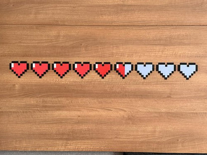 Kubik Letters Game Room Decor – Cool Gaming Stuff, Gamer Gifts for Boys & Men, Retro Wall Sign with Adhesive Tapes, Inspired by Classic Pixel 8-Bit and Block-Building Video Games – 2.5 Hearts
