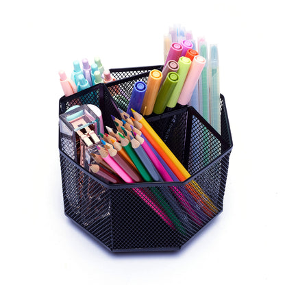 Exerz Desk Organiser/Mesh Desk Tidy Candy/Pen Holder/Multifunctional Organiser 360 Rotating