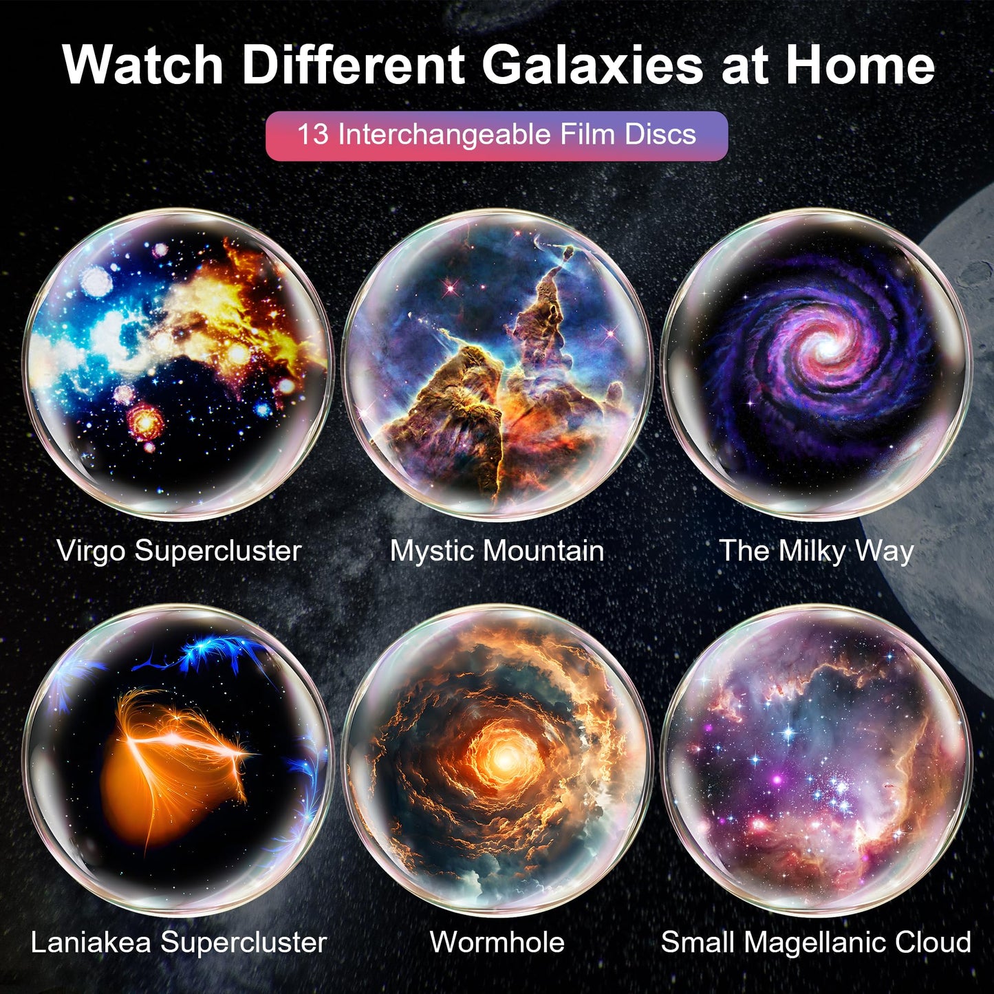 Planetarium Projector for Bedroom, 13 in 1 Star Projector Galaxy Light, Ceiling Night Light Milky Way Mood Lighting with Timer, LED Space Galaxy Lamp Bedroom Room Decor for Adults Kids - White