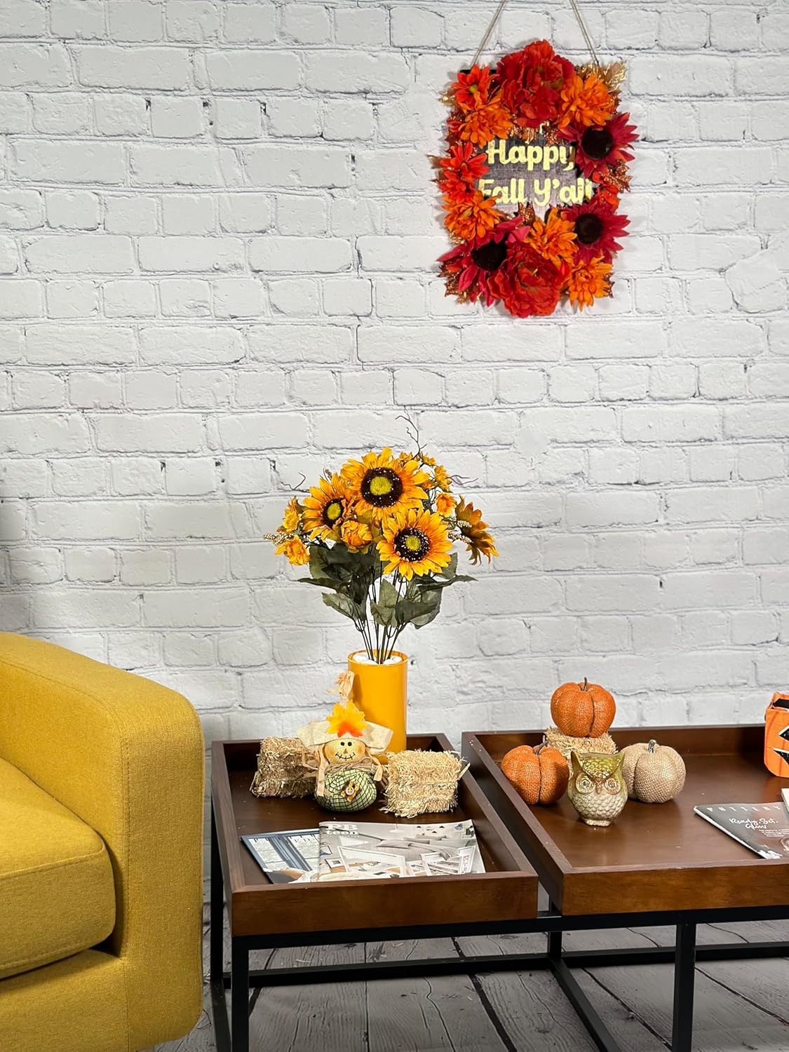 Admired By Nature Artificial Sunflower Bouquet Bush, 11 Stems Gold Sunflowers for Weddings, Home Decor, Events