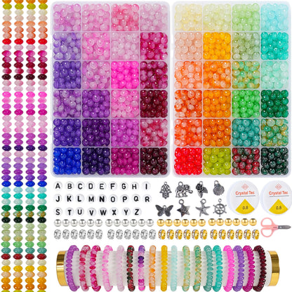1500 Pieces 5 * 8mm Abacus Glass Beads for Jewelry Making,48 Colors Special Glass Beads Friendship Beads for Bracelet Necklaces Making and DIY Crafts,Great Gifts for 6-Year-Old Girls
