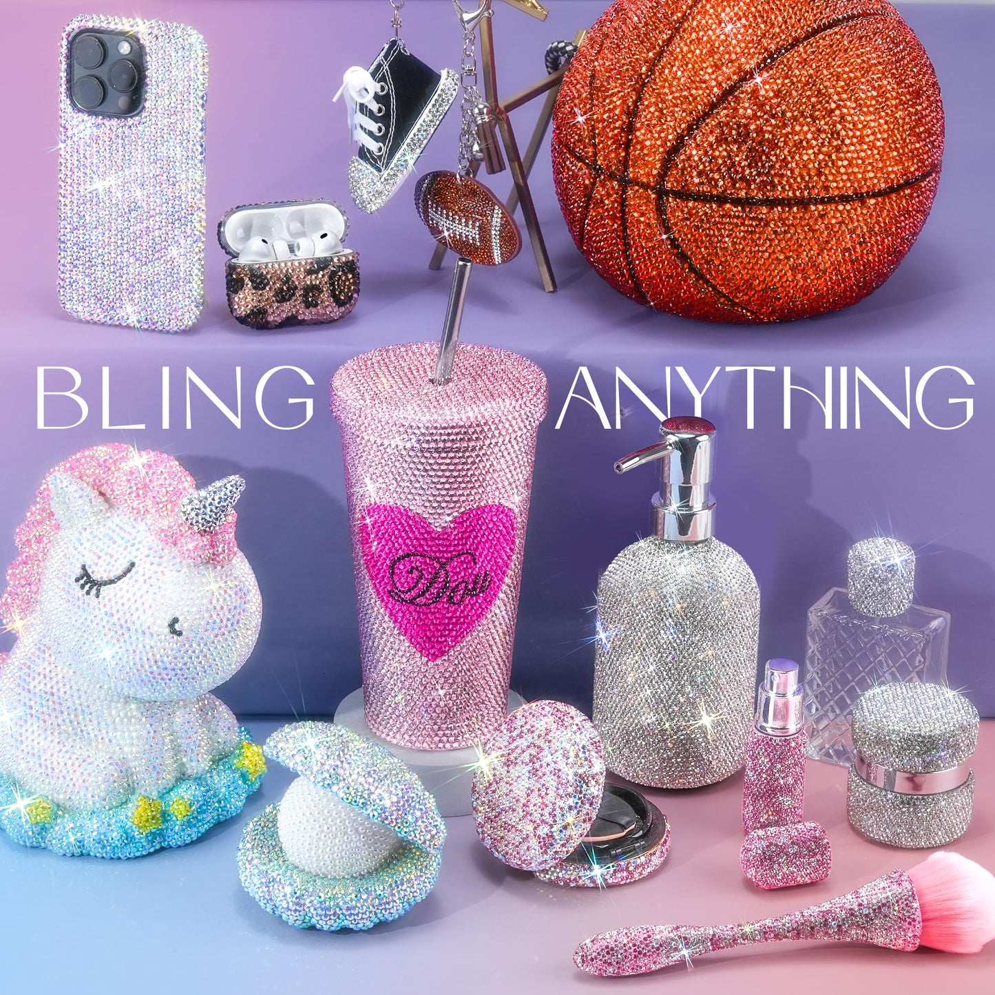 Lotwow 50000Pcs Bedazzling Kit with Rhinestones 3mm, 40 Colors Bedazzler Kit Resin Rhinestones Nail Gems & Glitter Gem Art Supplies, Diamond Art Kits Accessories with Pickup Pen, 4pcs 10ml B7000 Glue