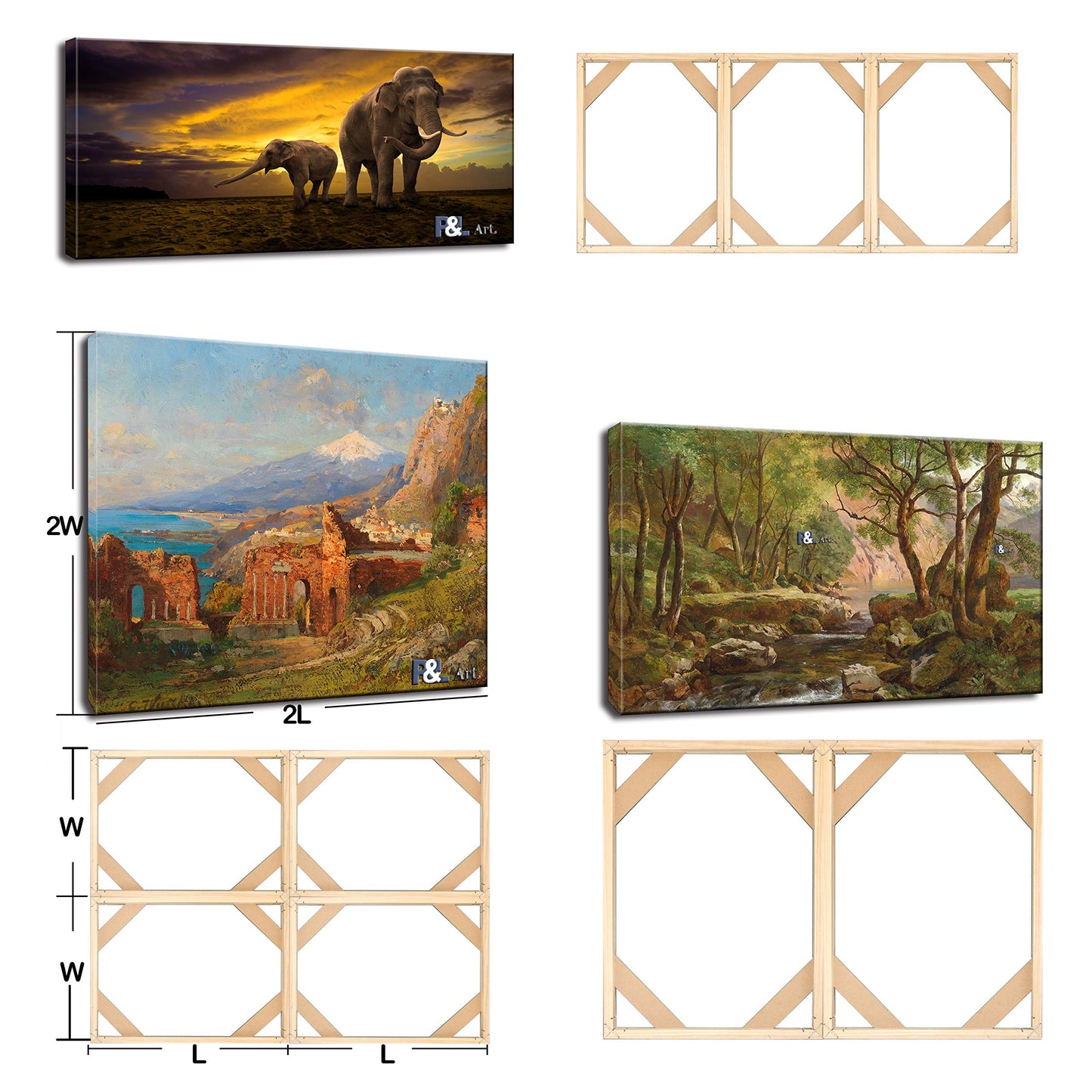 DIY Solid Wood Canvas Frame Kit with Stretch Bar - Customized Wooden Art Frames for Paintings - Easy-to-Build Canvas Stretching System - Wall Art & Oil Painting Accessories (12" x 12")