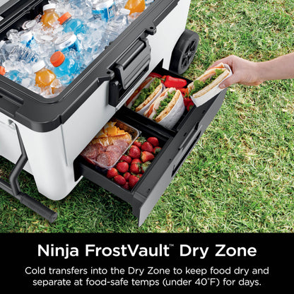 Ninja FrostVault | 65qt Wheeled Cooler with Cold Dry Zone | Integrated Fridge-Temp Dry Storage Drawer | Premium Heavy-Duty Insulated Cooler | Keeps Ice Cold for Days | Smokey Mauve | FB265MV
