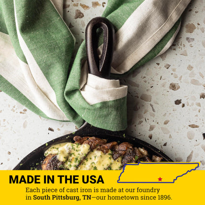Lodge Round Seasoned Cast Iron Griddle - Round-Shaped, Pre-Seasoned Iron Griddle Pan - Non-Toxic, PFAS-Free Cookware - Compatible with Stovetop, Oven, Grill, or Campfire - 10.5 Inches