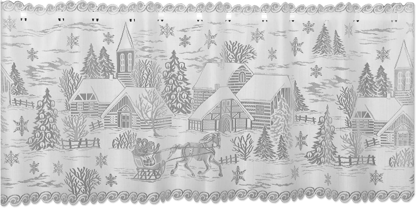 Heritage Lace 60" X 20" White Sleigh Ride 4-Way Mantle Scarf