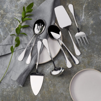 Mikasa Gourmet Basics Kaylee 8-Piece Serving Set, 18/10 Stainless Steel, Soup Ladle, Lasagna Server, Cake Server, Tablespoons, Cold Meat Fork, Dishwasher Safe