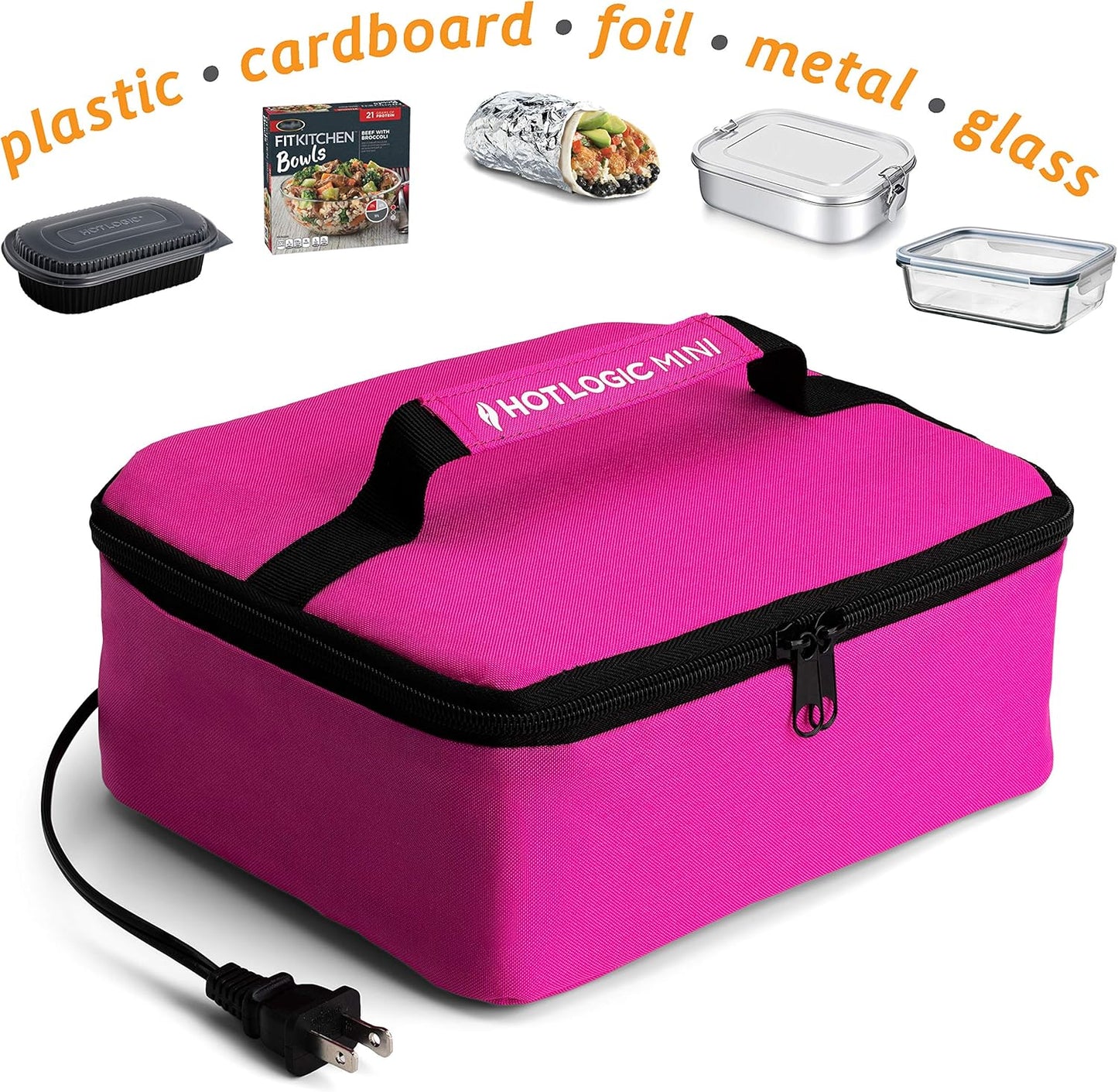 HotLogic Mini Portable Electric Lunch Box Food Heater - Pink - Innovative Food Warmer for Adults Car/Home