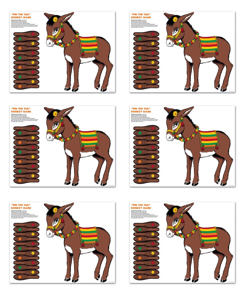 Beistle S66668AZ6 Donkey Games 6 Games