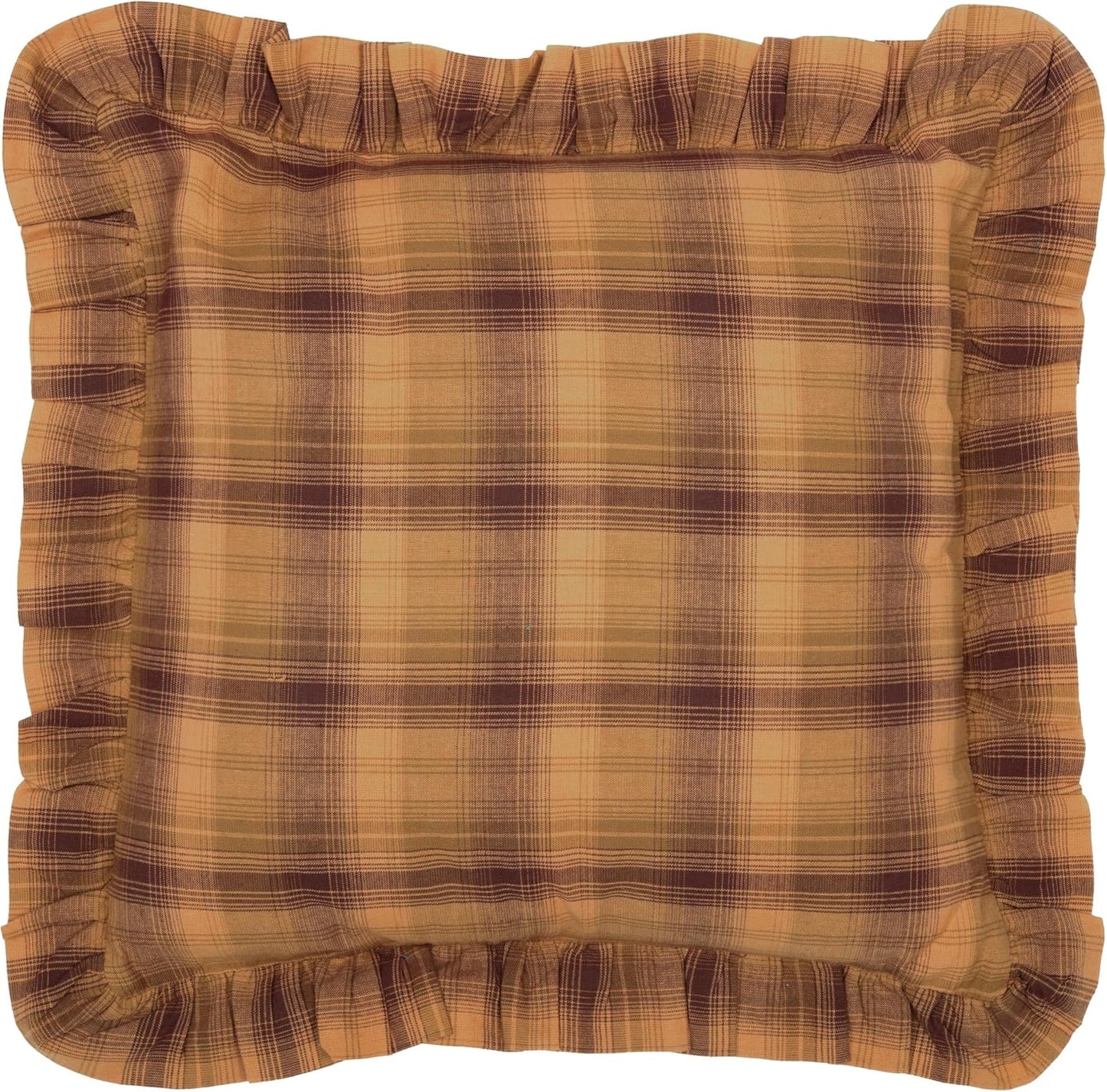 VHC Brands Prescott Plaid Cotton Rustic Square Pillow, 16x16 Filled Bedding Accessory