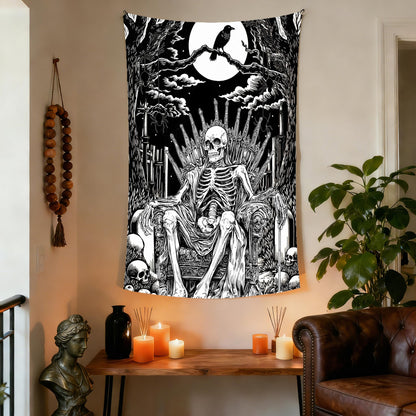 SHRAPHY Skeleton Black and White Tapestry,Grim Reaper,60X80inches