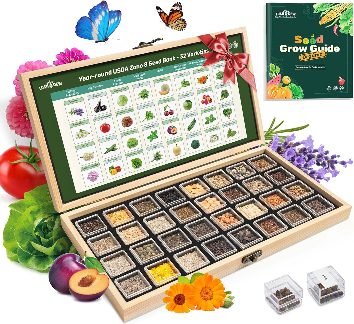 8 30,000+ 32 USDA Zone Heirloom Seed Bank, Non-GMO Varieties of Seeds for Planting Vegetables Herbs, Survival Seed Kit