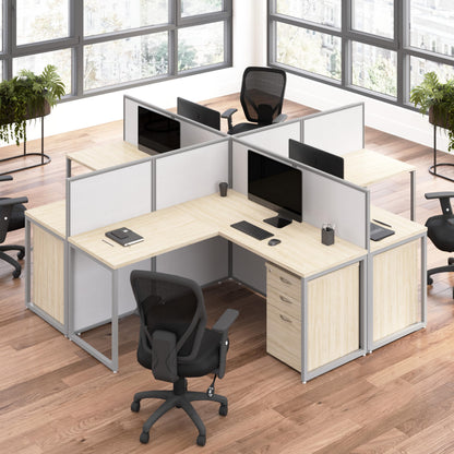 Bush Business Furniture 60-inch 2 Person Cubicle Desk with Tall Panels, Double Workstation, Easy Office Collection, Natural Elm