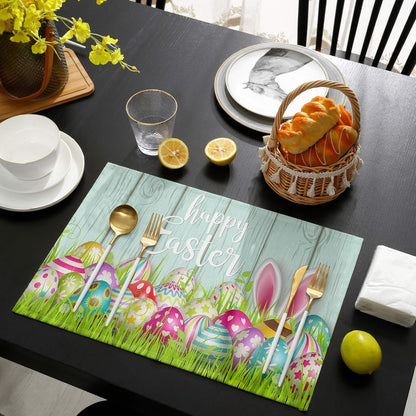 Artwork Store Easter Placemats Set of 6, Cotton Linen Heat Resistant Table Mats for Holiday Dining Decor
