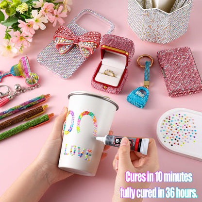 LERBOU 45000pcs Bedazzling Kit with 6 Box - 72 Colors Resin Jelly Rhinestones, 4×10ml B7000 Jewelry Glue Multicolor 3mm Flatback Sparkling Gems for Nail Art, Crafts, Clothing, Diamond Painting