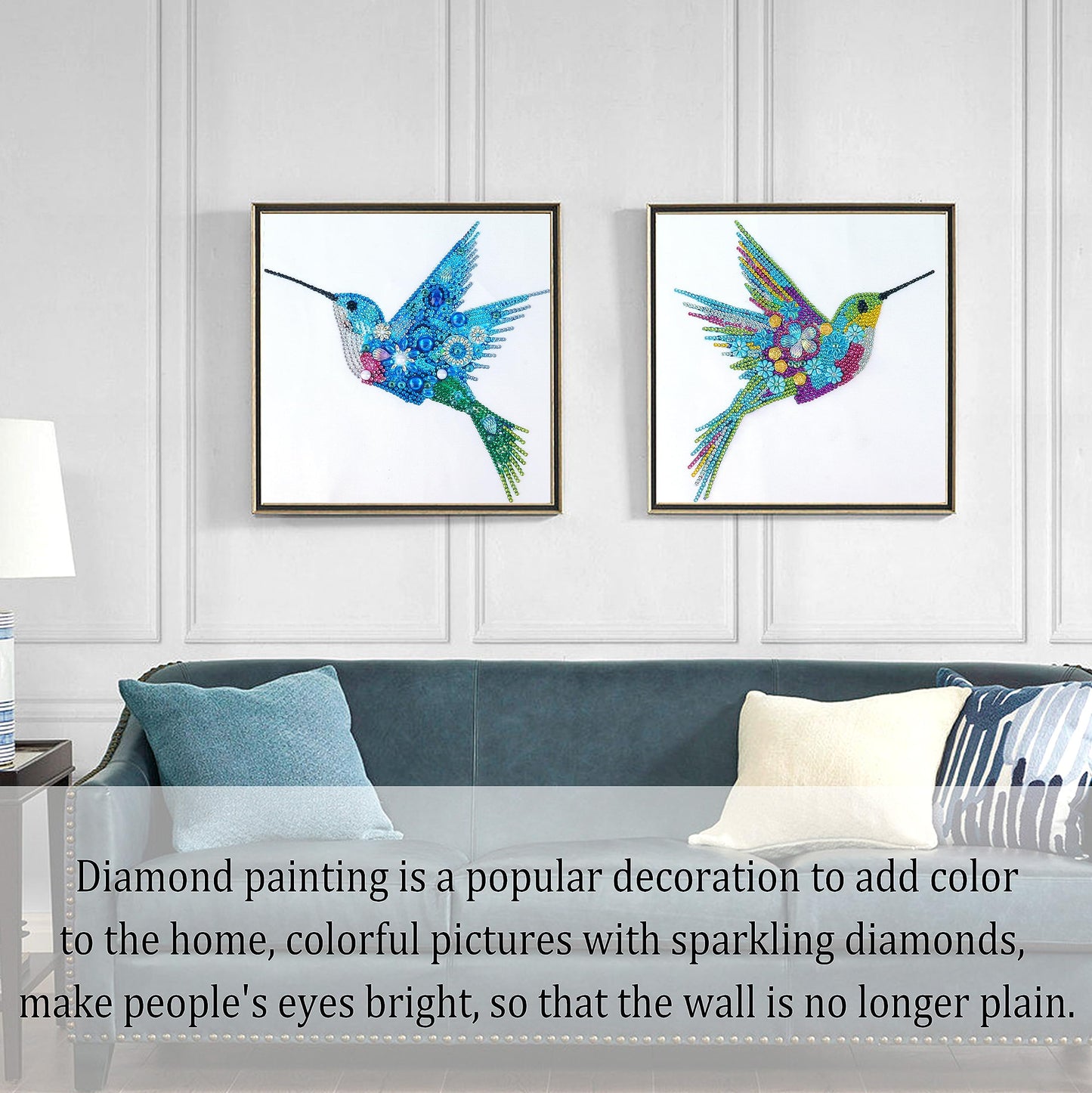 4 Pack Hummingbird Diamond Painting Kits, Special Shaped Crystal Rhinestone Diamond Art Kits for Adults, Easy DIY 5D Diamond Painting Crafts for Home Wall Decor 12x12 Inch