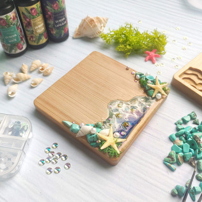FUNSHOWCASE Wood Coaster Set Epoxy Resin Casting Craft Kit River Edge 5-Count