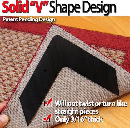 iPrimio NeverCurl V Shape Design Rug Corner Gripper to Stop Rug Corner Curling, Safe for Wood Floors