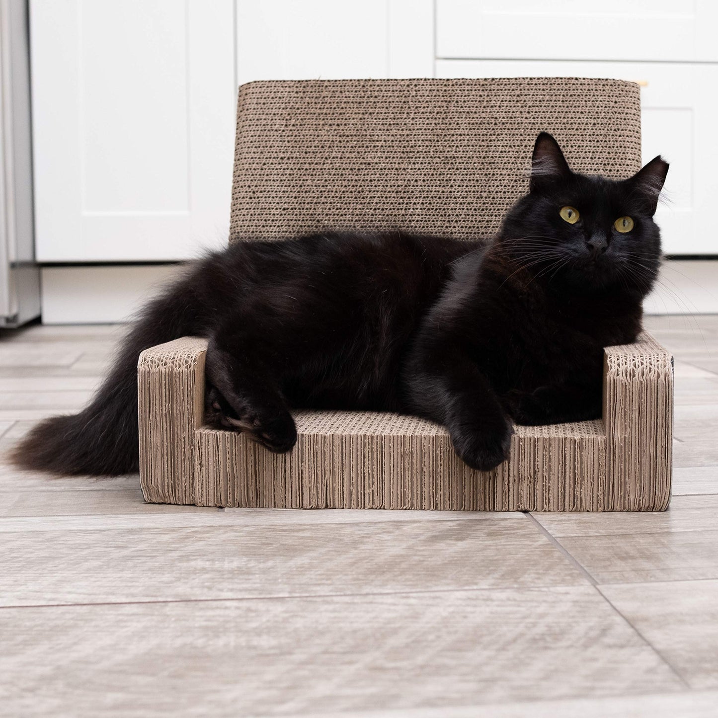 Purrfect Sofa Luxe Cat Lounger & Scratcher Toy | Cardboard Scratcher Bed with Catnip | Horizontal Scratching Couch for Cats