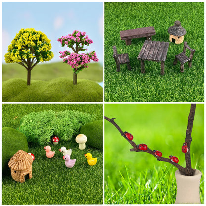 PIVNASY 56 Pcs Fairy Garden Accessories, Mini Resin Animals Figures, Miniature Table and Chairs, Moss Bonsai Micro Landscape Ornaments Kit, Miniature Garden Kit, Terrarium Ornaments DIY Craft