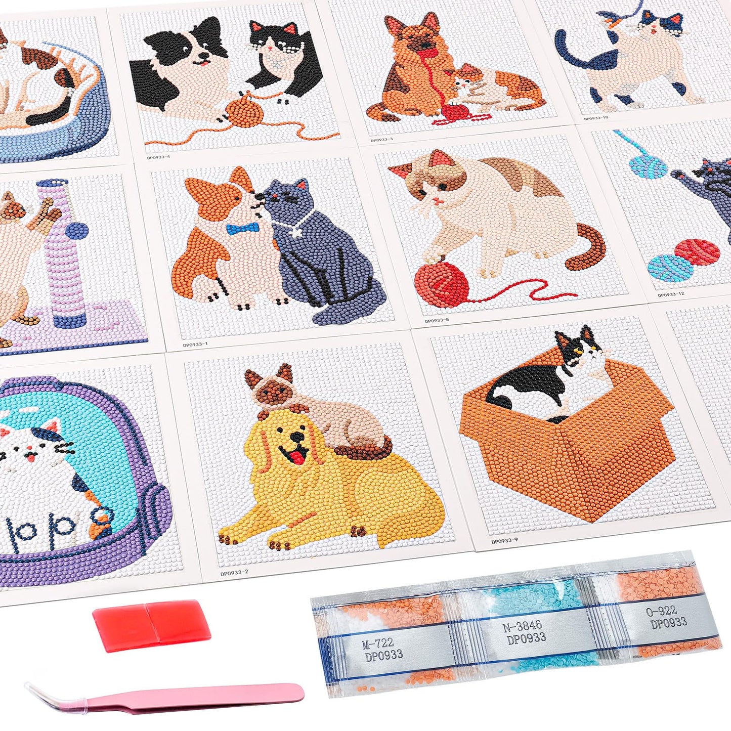 Caydo 12 Pack Small Animal Themed Diamond Painting Kits for Adults Full Drill 5D DIY Paint Gem Art A Relaxing Craft for Home Wall Decor(6inch)