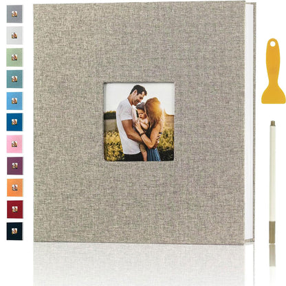 Photo Album Self Adhesive Pages for 4x6 5x7 8x10 Pictures Magnetic Scrapbook Photo Albums with Sticky Pages Books with A Metallic Pen for Baby Wedding Family 11x10.6 Yellow 40 Pages