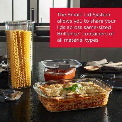 Rubbermaid Brilliance Glass Food Storage Containers - BPA-Free, Leak-Proof, 3.2 Cup, Set of 4 | Clear