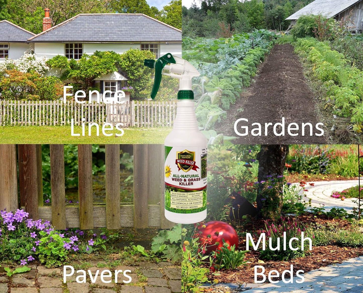 Natural Armor Weed & Grass Killer - All-Natural Concentrated Formula, Glyphosate-Free (128 Oz)