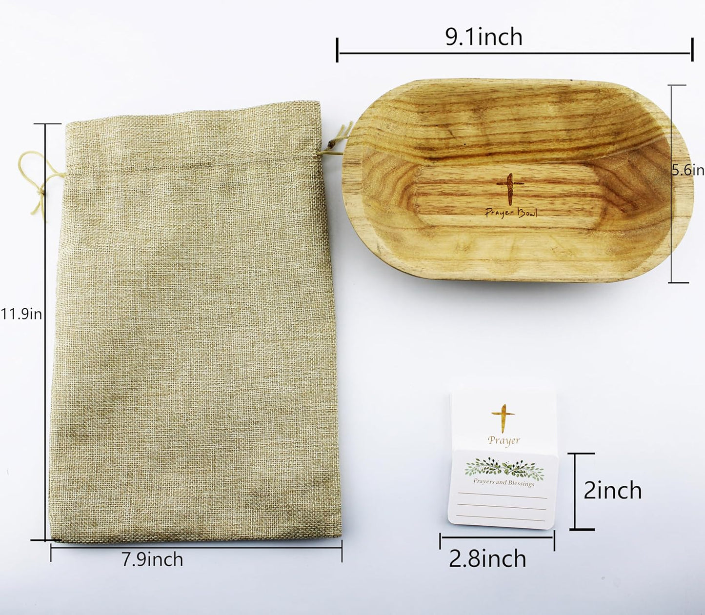 Fight Club Wood Prayer Dough Bowl, Christian Easter and Christmas Gifts, Rustic Farmhouse Decor with 24 Blessing Cards