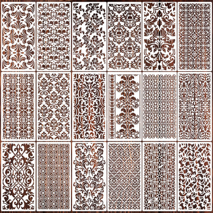 Damask Stencils for Crafts Reusable Texture Stencils Mixed Media Stencil Background Drawing Templates for Painting on Wood Wall Fabrics Crafts Furniture