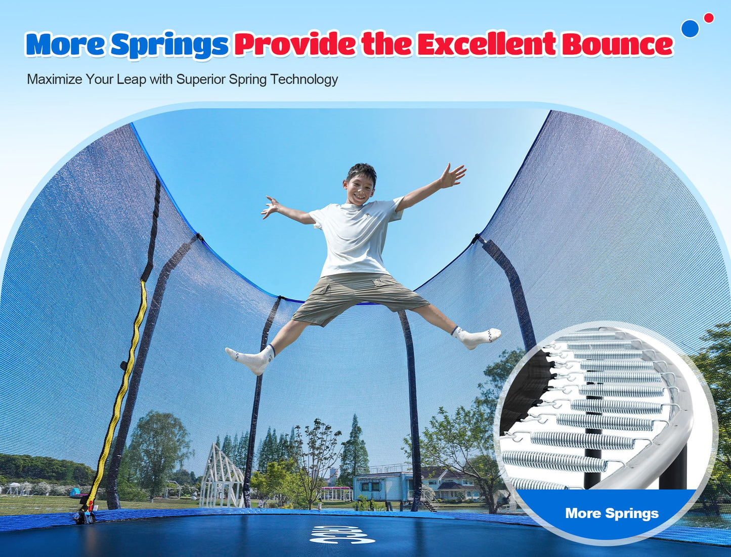 ORCC 8x13FT Oval Trampoline - Heavy Duty Kids & Gymnastics Trampoline with Reinforced Locking Bar, Outdoor Trampolines with Enclosure Net for Kids