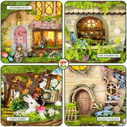 RHZN Book Nook Kit, Miniature House Kit, 3D Wooden Puzzles for Adults, Tree House