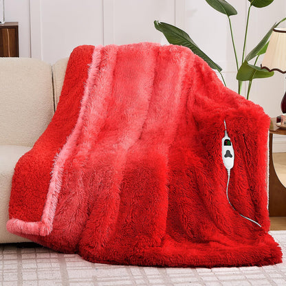 Heated Electric Blanket Throw,Warm Winter Birthday Gifts for Women Her Grandma-Faux Fur with Soft Sherpa,10 Heat Settings,5 Time Settings with Fast Heating, 50x60, Rainbow